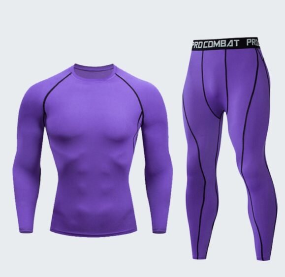 Fitness suit men's gym sports tights long-sleeved trousers quick-drying clothes basketball training equipment winter – Bild 4