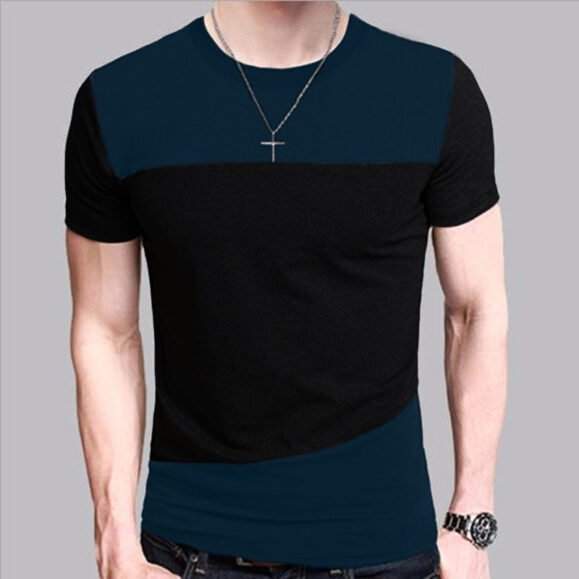 Round Neck Korean Short-Sleeved T-Shirt Men'S Color Matching Men'S T-Shirt Clothes – Bild 3