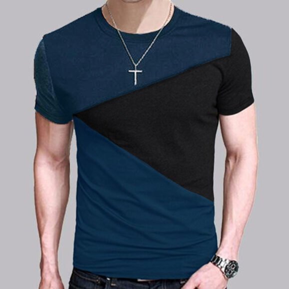 Round Neck Korean Short-Sleeved T-Shirt Men'S Color Matching Men'S T-Shirt Clothes – Bild 2