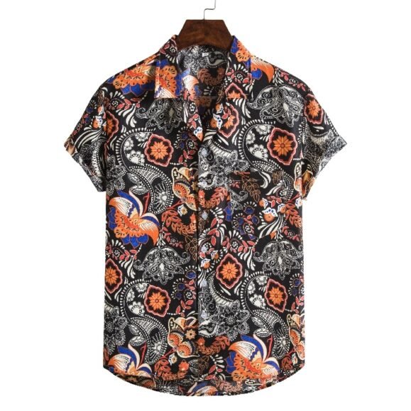 Men Short sleeved beach shirts men New printed T shirt – Bild 6