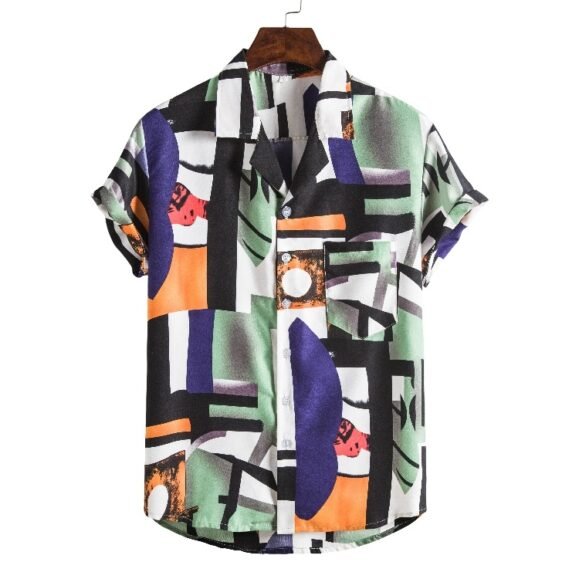 Men Short sleeved beach shirts men New printed T shirt – Bild 8