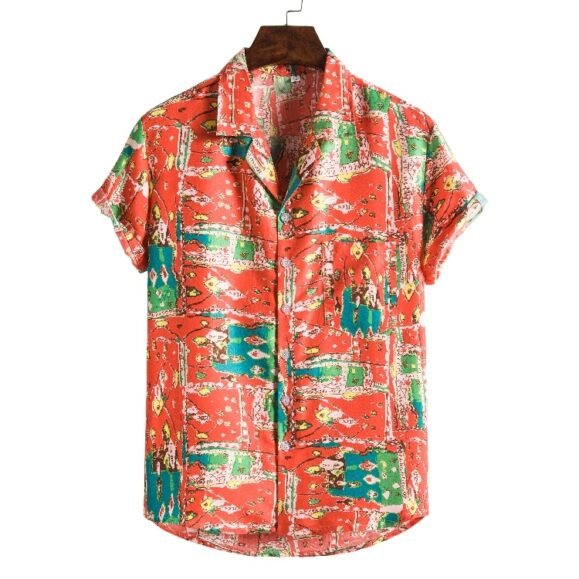 Men Short sleeved beach shirts men New printed T shirt – Bild 7