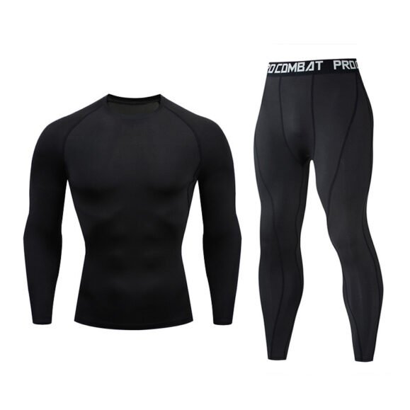 Fitness suit men's gym sports tights long-sleeved trousers quick-drying clothes basketball training equipment winter – Bild 7