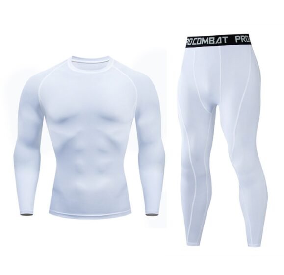 Fitness suit men's gym sports tights long-sleeved trousers quick-drying clothes basketball training equipment winter – Bild 3