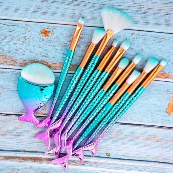 11pcs Makeup Brushes Kit Maquiagem Maquillaje New Mermaid Foundation Eyebrow Eyeliner Cosmetic Makeup Brushes – Bild 6