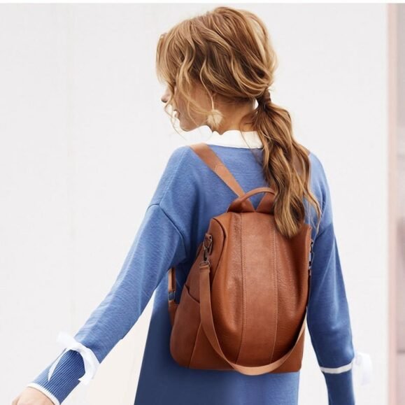 Women's solid color large capacity backpack – Bild 4