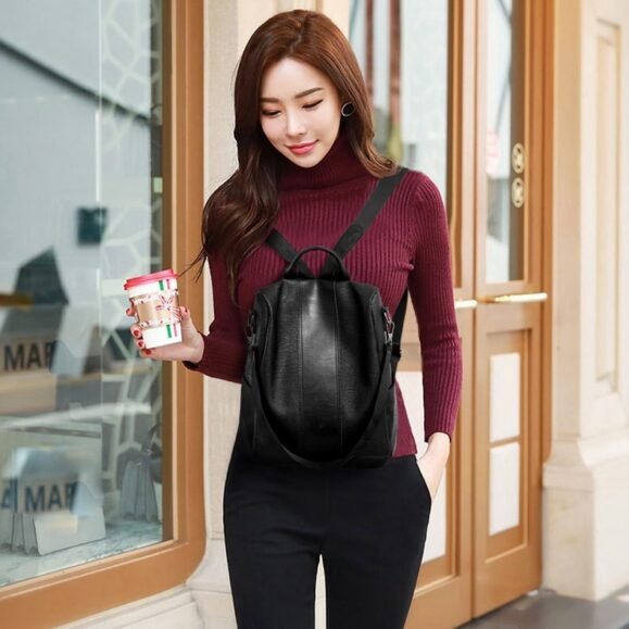 Women's solid color large capacity backpack – Bild 6