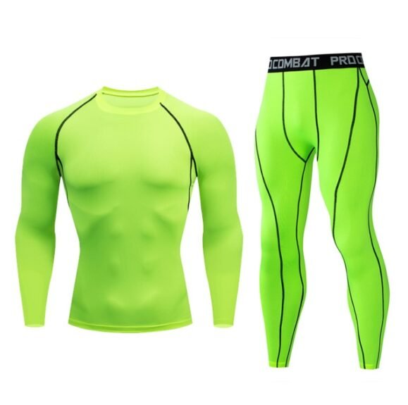 Fitness suit men's gym sports tights long-sleeved trousers quick-drying clothes basketball training equipment winter – Bild 9